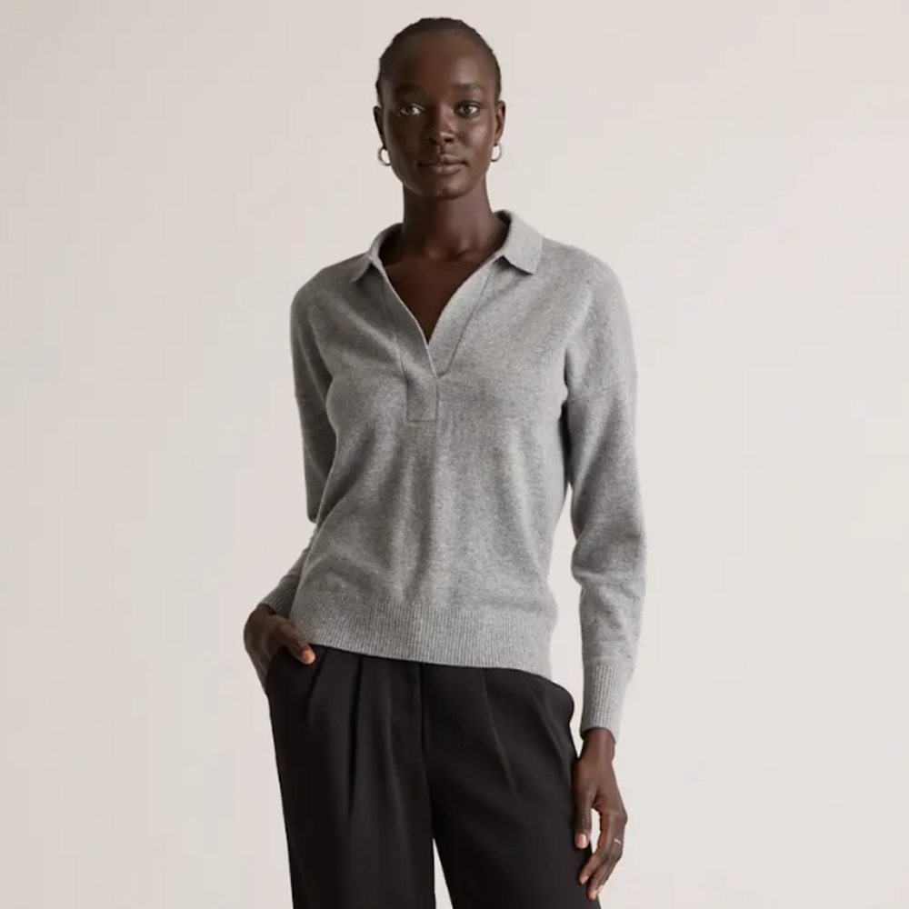 Quince Mongolian Cashmere Polo Sweater